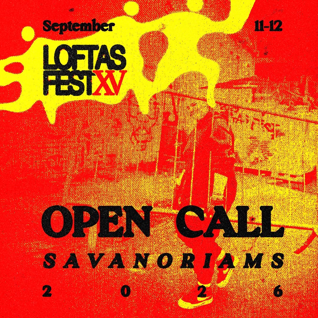 LOFTAS Fest volunteer open call poster in red, yellow and black